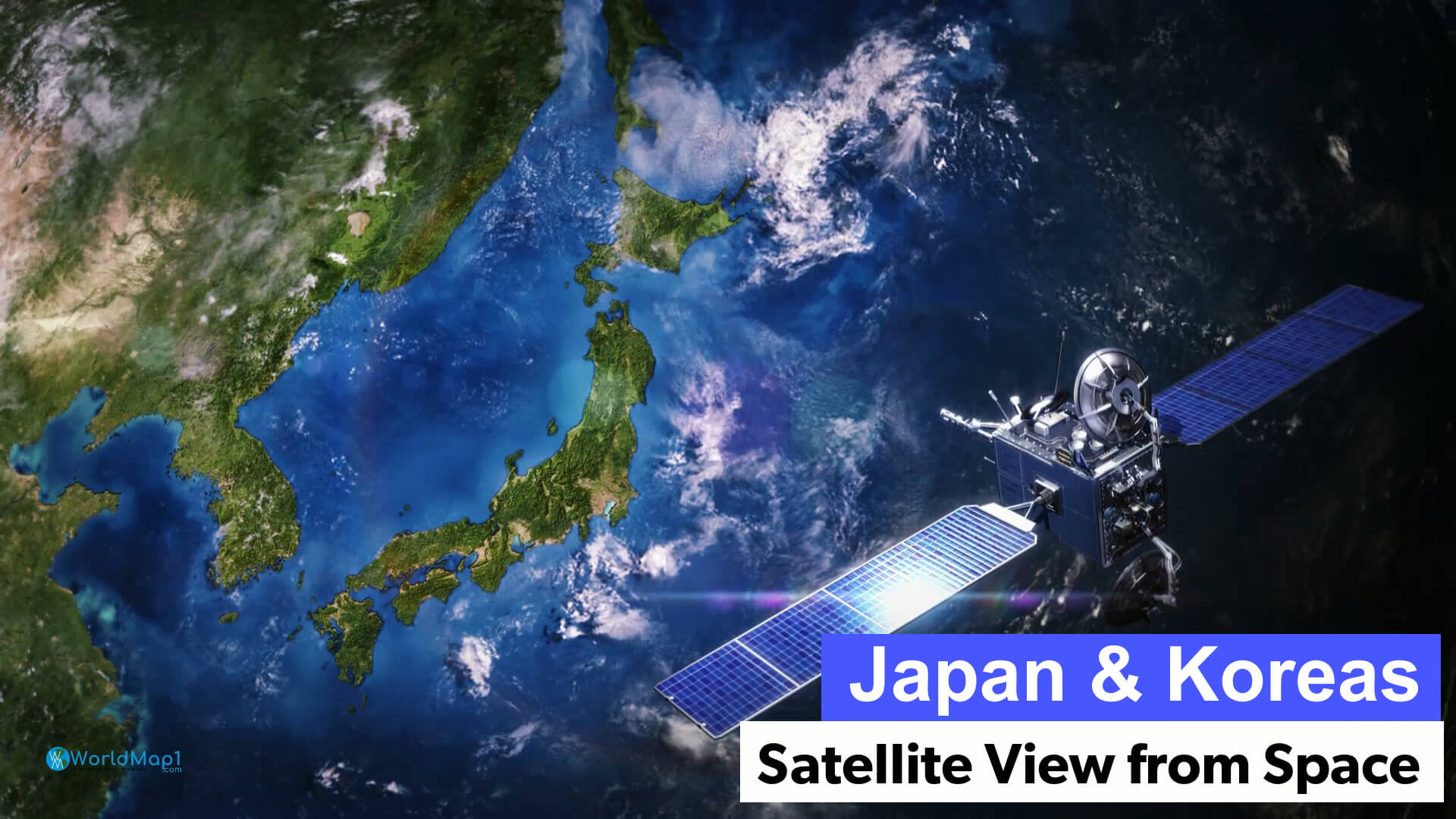 Japan and South Korea Satellite View